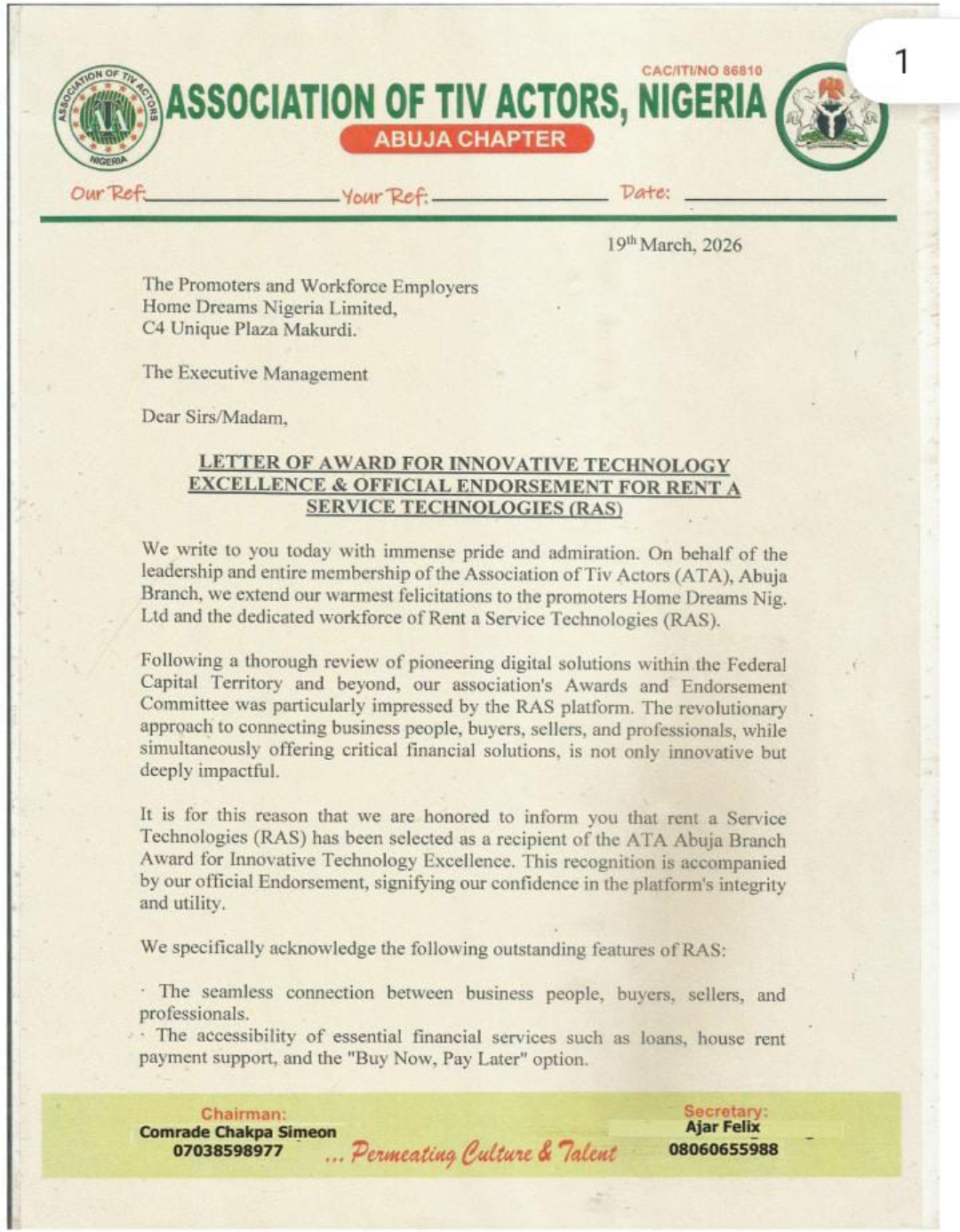 Association of Tiv Actors of Nigeria (ATA) Abuja branch